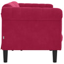 3-personers sofa velour vinrød