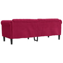 3-personers sofa velour vinrød
