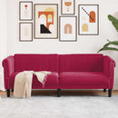 3-personers sofa velour vinrød