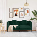 2-personers sofa med hynder velour mørkegrøn
