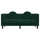 2-personers sofa med hynder velour mørkegrøn