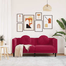 2-personers sofa med hynder velour vinrød