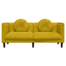 2-personers sofa med hynder velour gul