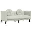 2-personers sofa med hynder velour cremefarvet