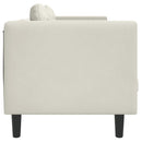 2-personers sofa med hynder velour cremefarvet