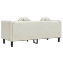2-personers sofa med hynder velour cremefarvet