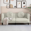 2-personers sofa med hynder velour cremefarvet