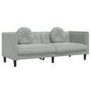 3-personers sofa med hynder velour lysegrå