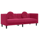 3-personers sofa med hynder velour vinrød