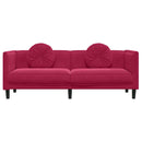 3-personers sofa med hynder velour vinrød