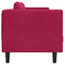 3-personers sofa med hynder velour vinrød