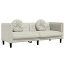 3-personers sofa med hynder velour cremefarvet