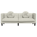 3-personers sofa med hynder velour cremefarvet