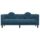 3-personers sofa med hynder velour blå