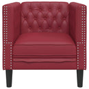 Chesterfield-sofastol kunstlæder vinrød