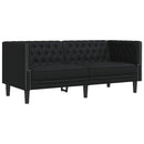 2-personers Chesterfield-sofa kunstlæder sort