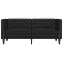 2-personers Chesterfield-sofa kunstlæder sort