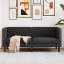 2-personers Chesterfield-sofa kunstlæder sort