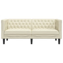 2-personers Chesterfield-sofa kunstlæder cremefarvet