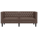 2-personers Chesterfield-sofa kunstlæder brun
