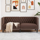 2-personers Chesterfield-sofa kunstlæder brun