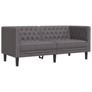 2-personers Chesterfield-sofa kunstlæder grå