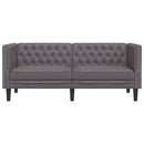2-personers Chesterfield-sofa kunstlæder grå