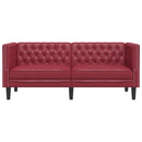 2-personers Chesterfield-sofa kunstlæder vinrød