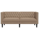 2-personers Chesterfield-sofa kunstlæder cappuccinofarvet