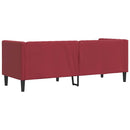 3-personers Chesterfield-sofa kunstlæder vinrød