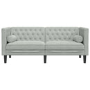 2-personers Chesterfield-sofa med bolsterpuder fløjl lysegrå