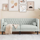 2-personers Chesterfield-sofa med bolsterpuder fløjl lysegrå