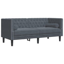 2-personers Chesterfield-sofa med bolsterpuder fløjl mørkegrå