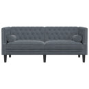 2-personers Chesterfield-sofa med bolsterpuder fløjl mørkegrå