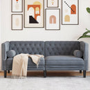 2-personers Chesterfield-sofa med bolsterpuder fløjl mørkegrå