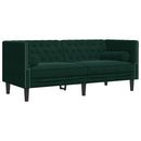 2-personers Chesterfield-sofa med bolsterpuder fløjl mørkegrøn