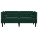 2-personers Chesterfield-sofa med bolsterpuder fløjl mørkegrøn