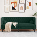 2-personers Chesterfield-sofa med bolsterpuder fløjl mørkegrøn