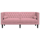 2-personers Chesterfield-sofa med bolsterpuder fløjl pink