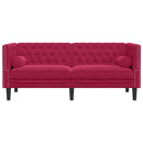 2-personers Chesterfield-sofa med bolsterpuder fløjl vinrød