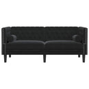 2-personers Chesterfield-sofa med bolsterpuder fløjl sort
