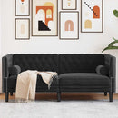 2-personers Chesterfield-sofa med bolsterpuder fløjl sort