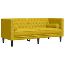 2-personers Chesterfield-sofa med bolsterpuder fløjl gul