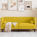 2-personers Chesterfield-sofa med bolsterpuder fløjl gul