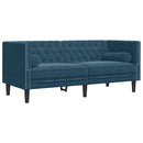 2-personers Chesterfield-sofa med bolsterpuder fløjl blå