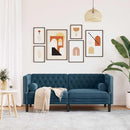 2-personers Chesterfield-sofa med bolsterpuder fløjl blå