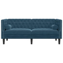 2-personers Chesterfield-sofa med bolsterpuder fløjl blå
