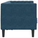 2-personers Chesterfield-sofa med bolsterpuder fløjl blå