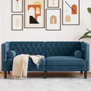 2-personers Chesterfield-sofa med bolsterpuder fløjl blå