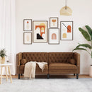 2-personers Chesterfield-sofa m. puder imiteret ruskind brun